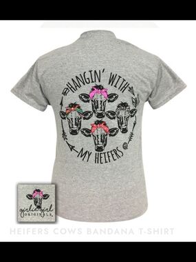 Girlie Girl Originals Gray "Hangin' With My Heifers" Short Sleeve Tee